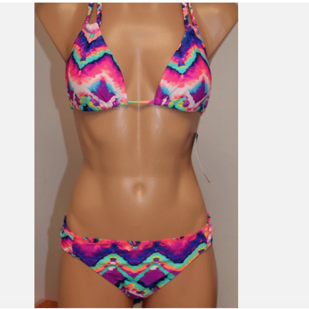 NWT California Waves Swimsuit Bikini 2 piece Set Size S MULT